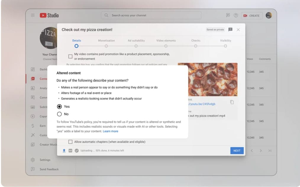 youtube ai generated content